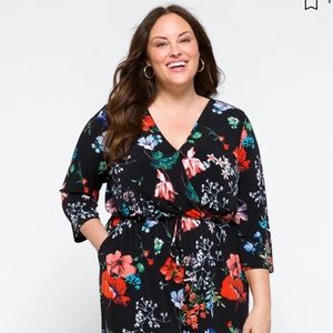 Floral Knit Romper 3X